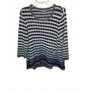 JM Collection Blue Women's Knit Sweater Artsy Pocket Size 1X